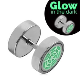 Glow in the dark fake tunnel earring spider web