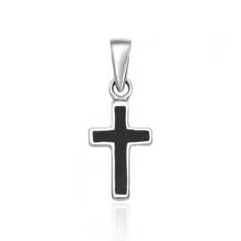 Silver black cross pendant