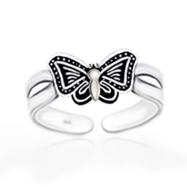 silver toe ring butterfly
