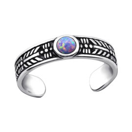 silver toe ring Opal purple