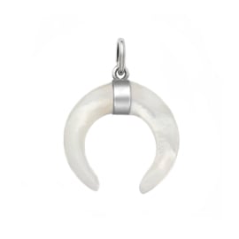 silver mother-of-pearl horn chain pendant