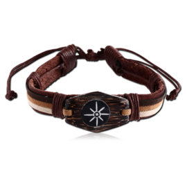 leather Tribal bracelet with wood