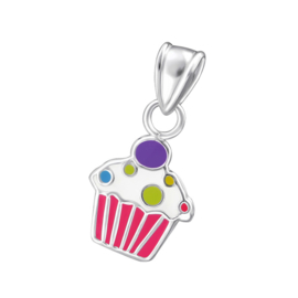 silver Cupcake chain pendant for children