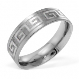 stainless steel greek design ring