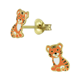 silver tiger earrings