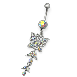belly piercing crystal butterfly banana
