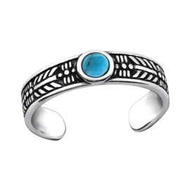 silver Bohemian toe ring Turquoise