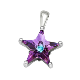 Silver star chain pendant with crystal