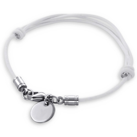 White leather charm bracelet