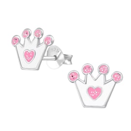silver crowns children's earrings with glitter