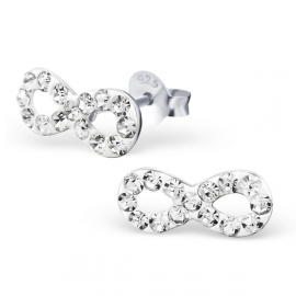 silver infinity crystal earrings