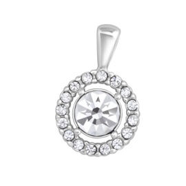 silver round chain pendant crystal