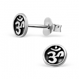 silver Ohm coin earrings
