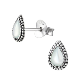 silver drop earrings MOP