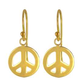 Zilveren gold plated  Peace oorbellen