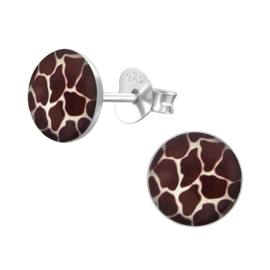silver giraffe print earrings