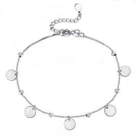 silver anklet round plates charms