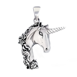 silver large unicorn fairy tale necklace pendant