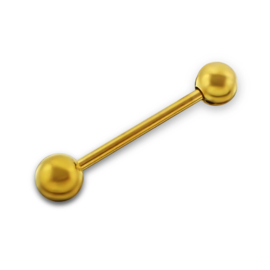 staal barbell staafje piercing gold plated