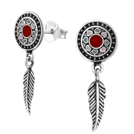 silver Bali earrings with feathers