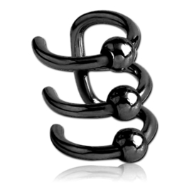 Black steel fake triple earring