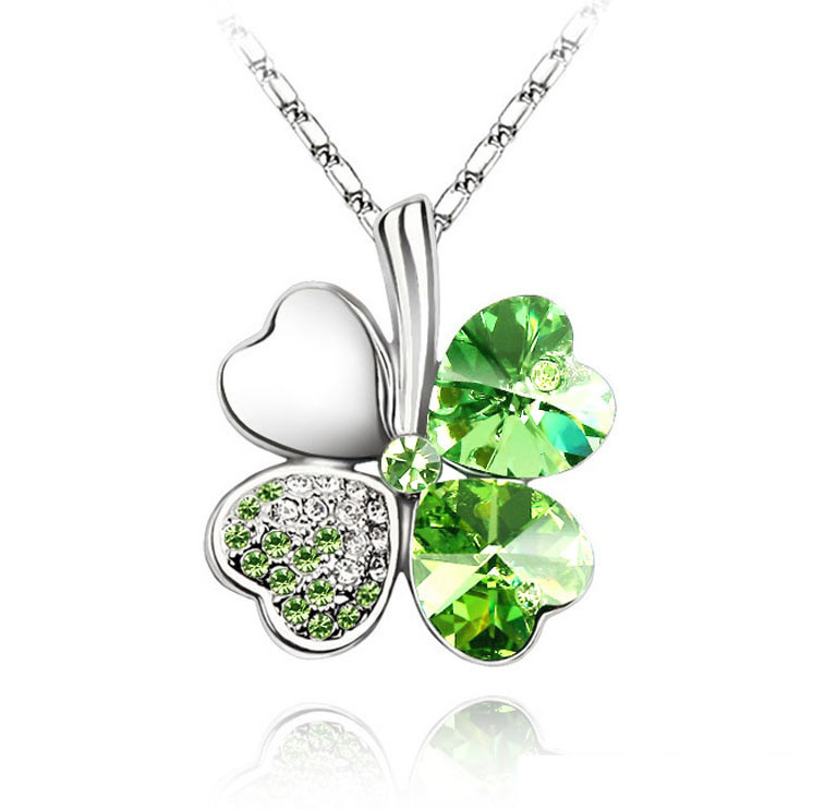 The Dreamer Four Leaf Clover Necklace with Prehnite Stone