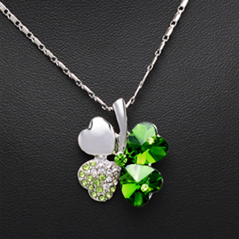 The Dreamer Four Leaf Clover Necklace with Prehnite Stone