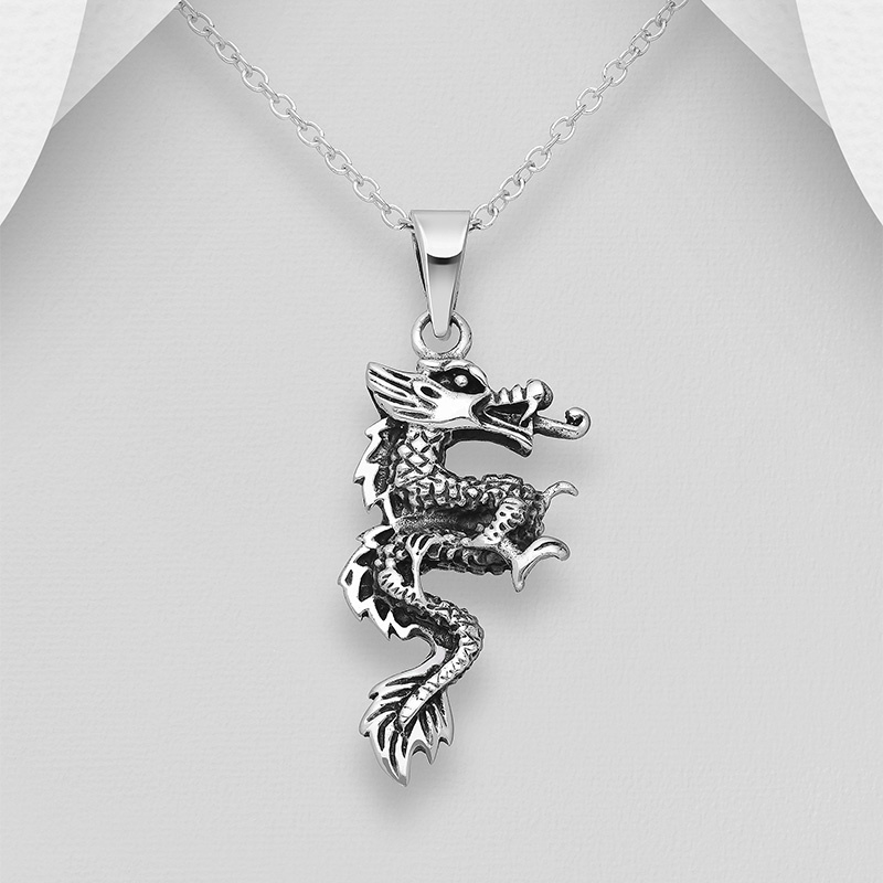 dragon necklace silver