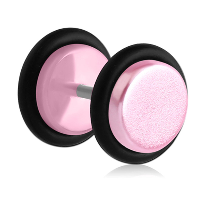 Fake plug oorbel UV pastel roze