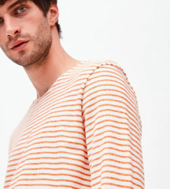 Armed Angels || JAADY stripes tee: off white/dark orange -ALLEEN NOG L BESCHIKBAAR-