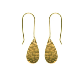 Just Trade II Hammered brass raindrop earrings