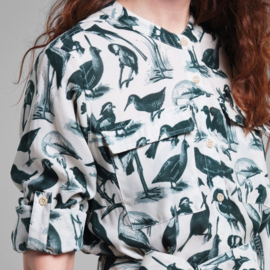 Dedicated || Shirt dress FALSTERBO; birds green