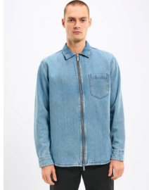 KCA || Relaxed denim zip shirt; denim