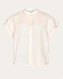 KCA || Collar stand ss linen shirt; light feather grey