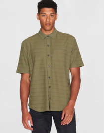 KCA || short sleeve solid stripe jersey; burned olive