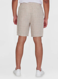 KCA || FIG loose checked linen shorts; light feather gray