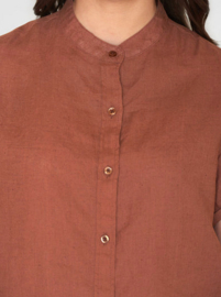 KCA || Collar stand ss linen shirt; tiramisu