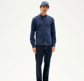 Thinking Mu || ANT linen shirt; microcheckered blue