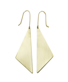 Just Trade II Geomatric brass offset triangle earrings 