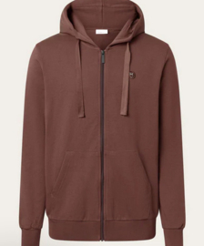 KCA || Zip hood kangaroo badge sweat; deep mahogany