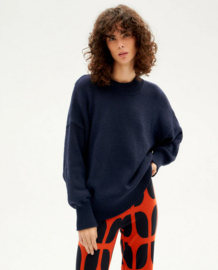 Thinking Mu || PETRA knitt sweat; navy -UITVERKOCHT-