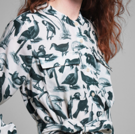 Dedicated || Shirt dress FALSTERBO; birds green