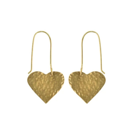Just Trade II Hammered brass heart earrings 