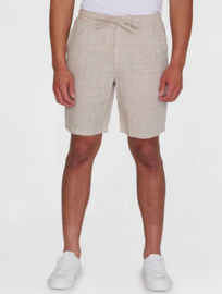 KCA || FIG loose checked linen shorts; light feather gray