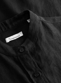 KCA || ds Collar stand ss linen shirt; black jet