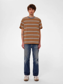 Nudie Jeans || Leffe 90s Stripe T-Shirt; Tobacco