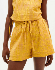 Thinking Mu II GERANIO short: seersucker yellow