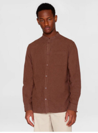 KCA || flannel shirt stand collar; deep mahogany