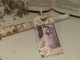 Kaars met bruidslabel  - Bruidje voor spiegel (H005)