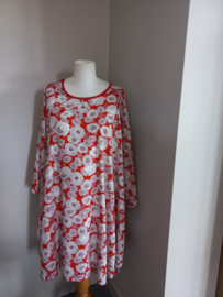 tuniek viscose rood wit bloem